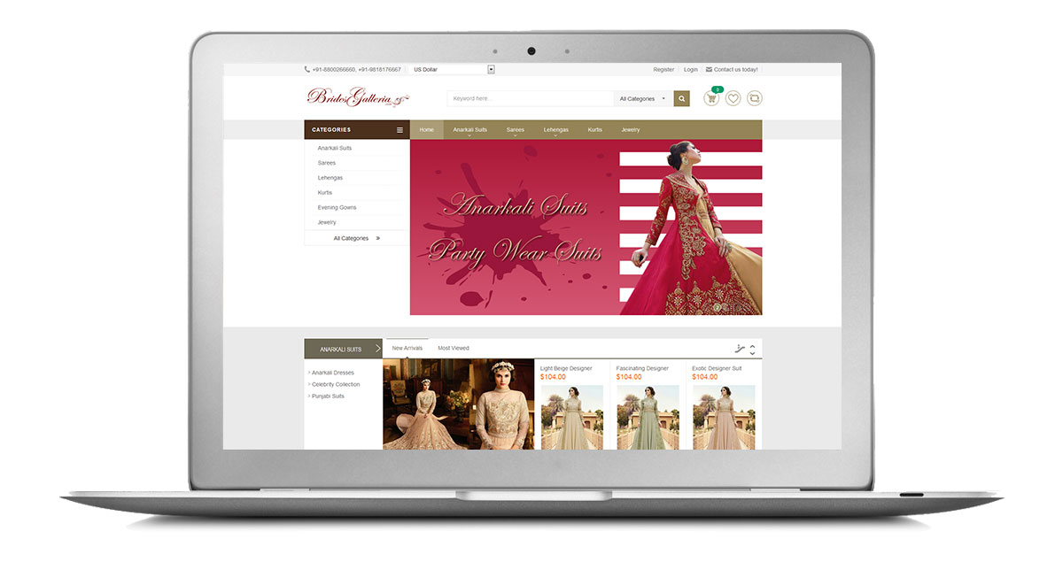 Brides Galleria Website Laptop