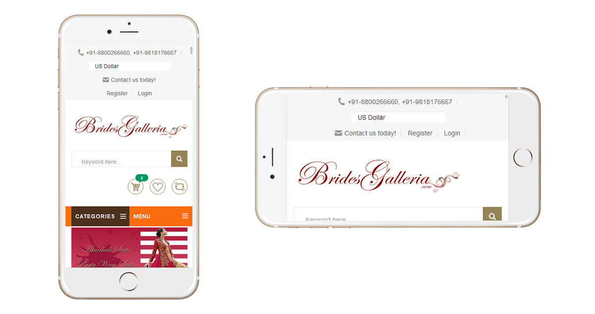 Brides Galleria Website Mobile