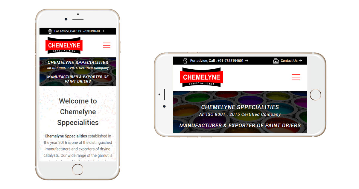 Chemelyne Sppecialities Website Mobile