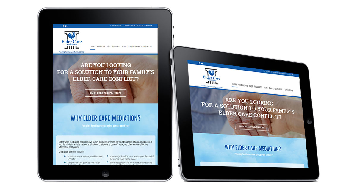 Elder Care Mediations Website iPad