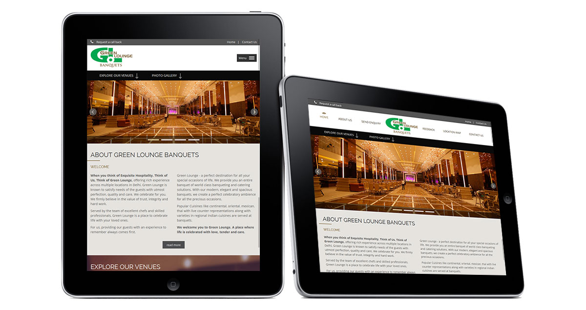 Green Lounge Banquets Website iPad