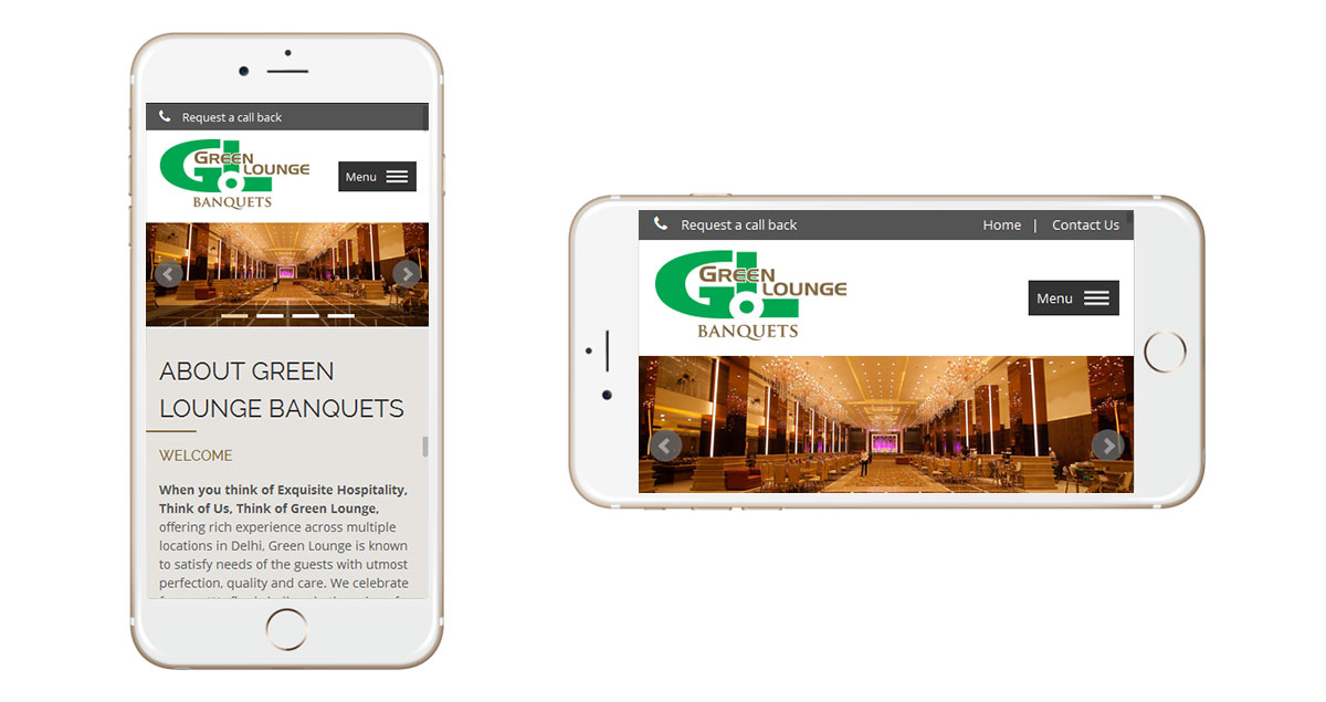 Green Lounge Banquets Website Mobile