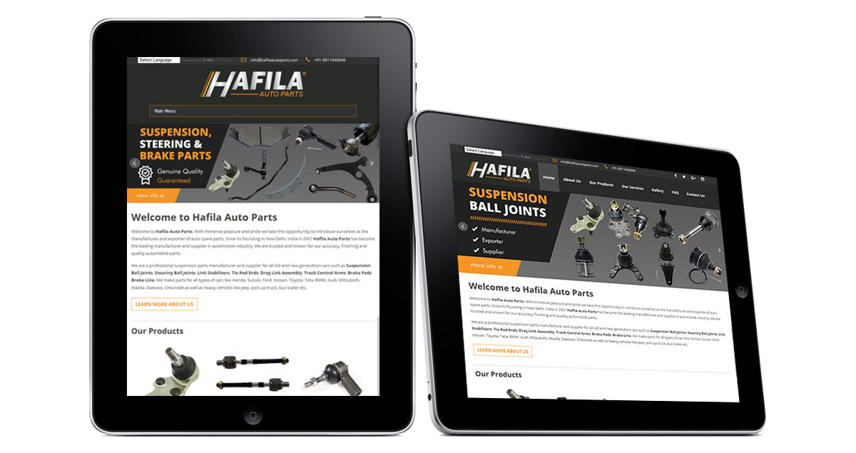 Hafila Auto Parts Website iPad