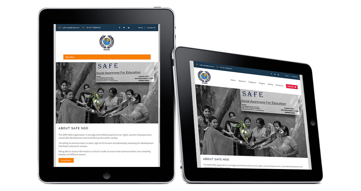 Safe NGO Website iPad