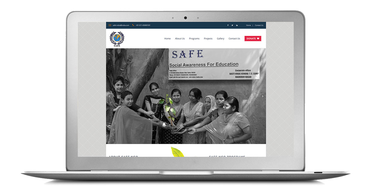 Safe NGO Website Laptop